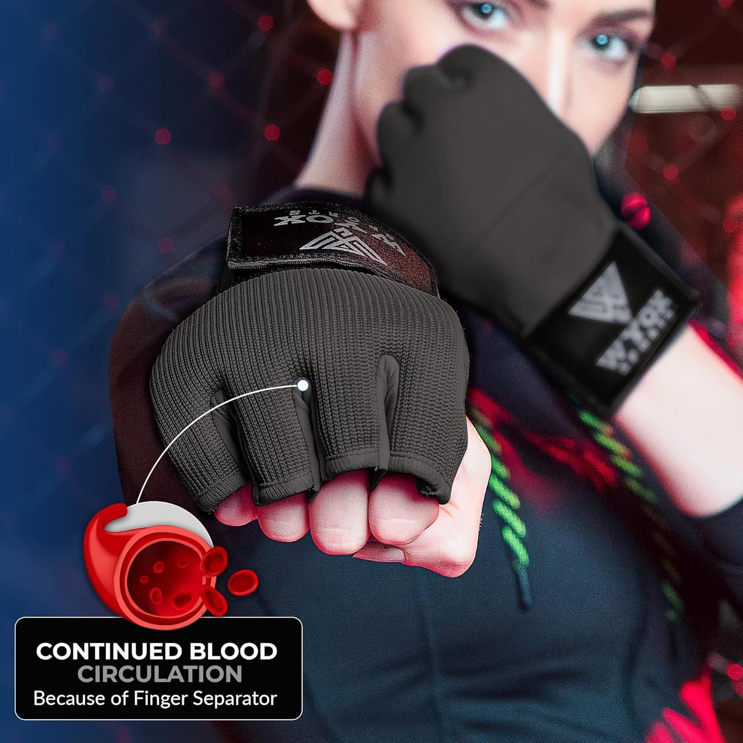 Gel Boxing Hand Wraps Inner Gloves for Men & Women β 80Cm Quick Wrist Strap, Padded Knuckle Support, Fingerless MMA Muay Thai Kickboxing Wraps for Training, Punching & Martial Arts