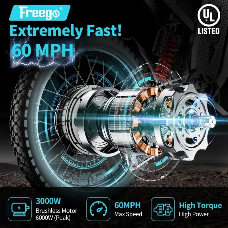 X2 Electric Motorcycles 6000W Brushless Gearless Motors 60V30AH Lithium Battery Speed 85Kmh Adult off Road Ebike