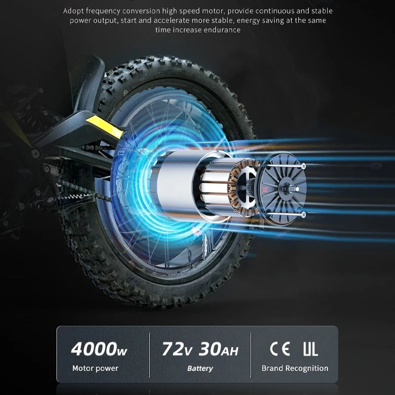 Ebike 8000W 72V 30AH N1 Electric Motorcycle 19Inch MTB Tires Electric Dirt Bike with LCD Display