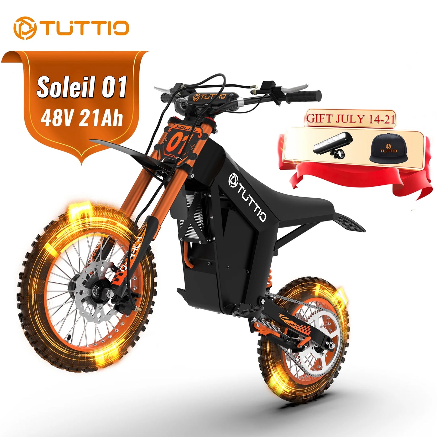 Soleil01 Electric Dirt Bike for Adults,2000W Motor,48V 21Ah Battery, 200N.M High Torque,Max 37Mph,All Terrain Motorized Dirt Bikes