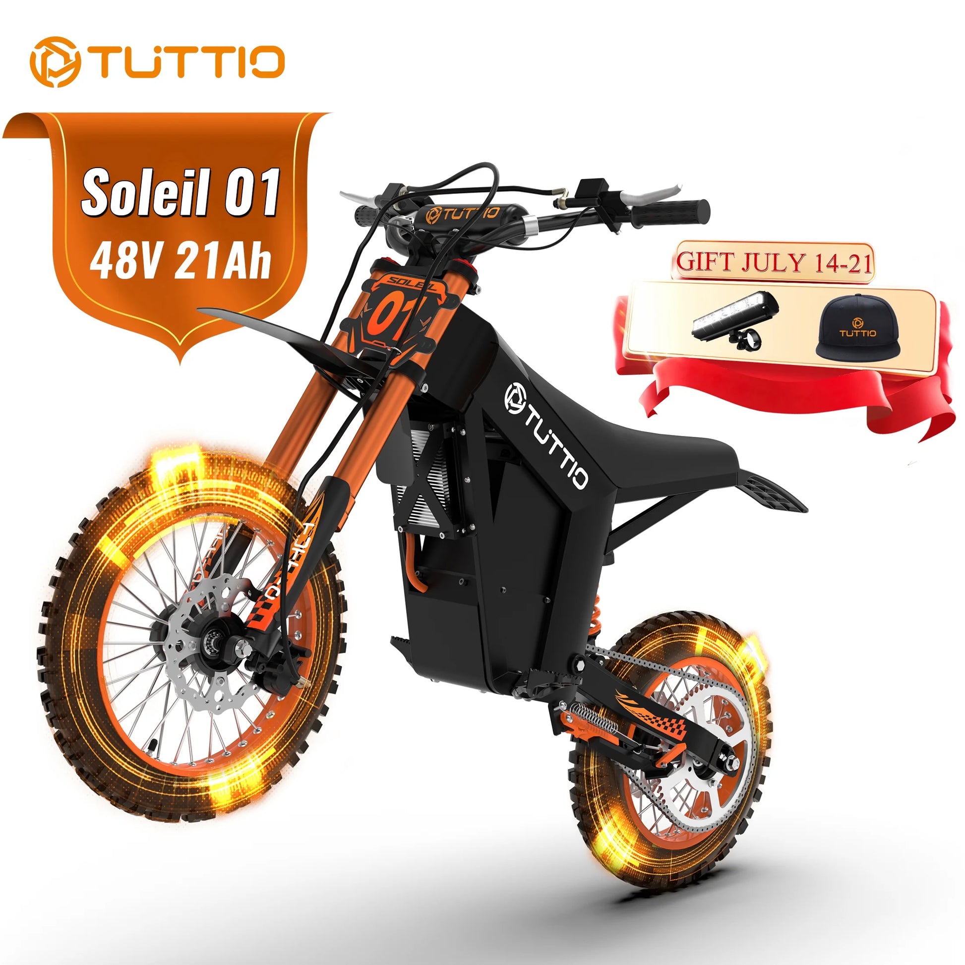 Soleil01 Electric Dirt Bike for Adults,2000W Motor,48V 21Ah Battery, 200N.M High Torque,Max 37Mph,All Terrain Motorized Dirt Bikes