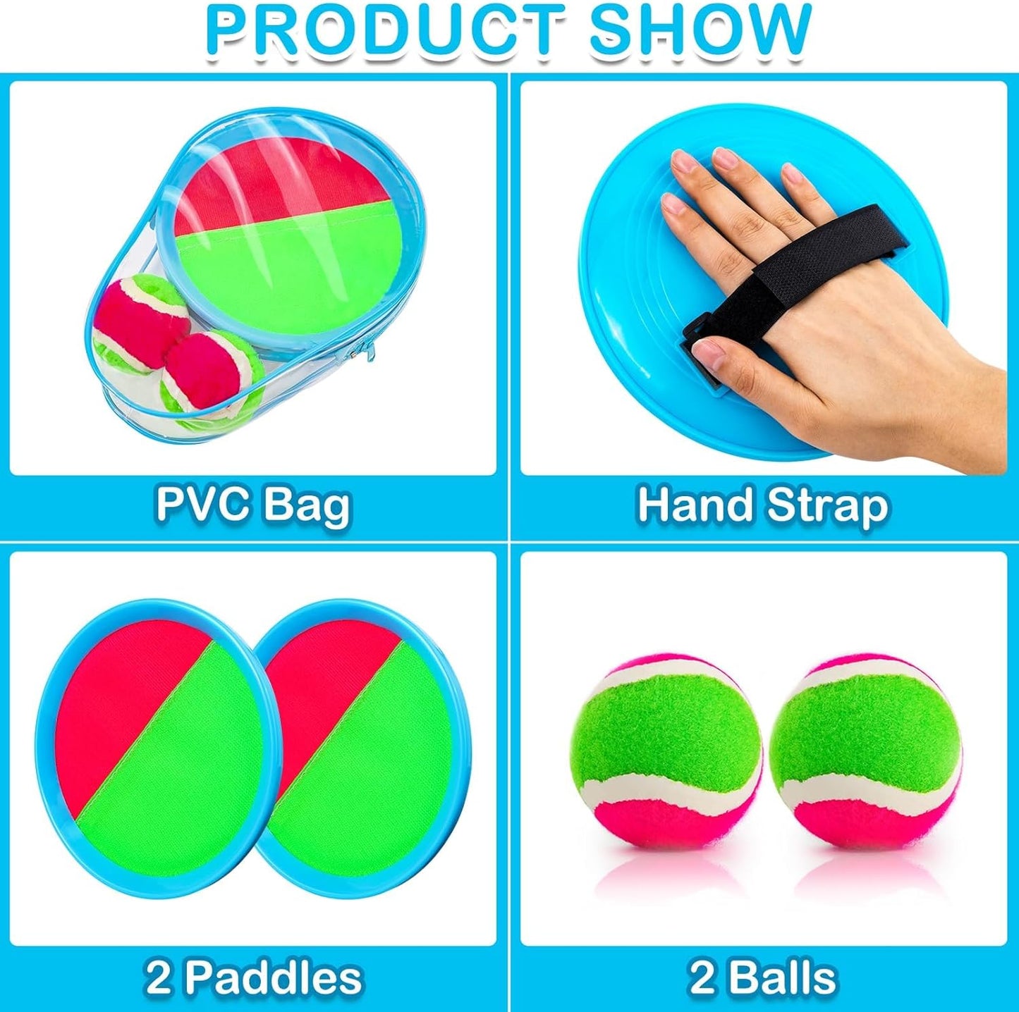 Toss and Catch Ball Set Beach Pool Toys for Kids Toddler Classic Outdoor Yard Camping Games Toys for 3 4 5 6 7 8 Year Old Boys Girls Birthday Gift