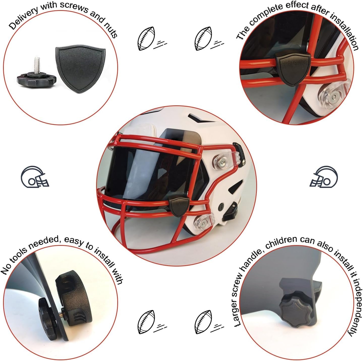 Football Visor for Helmet Football Visor Eye Shield Universal Fit Outdoor Sports Protective Eye Shield for Helmet Include with Visor Clips