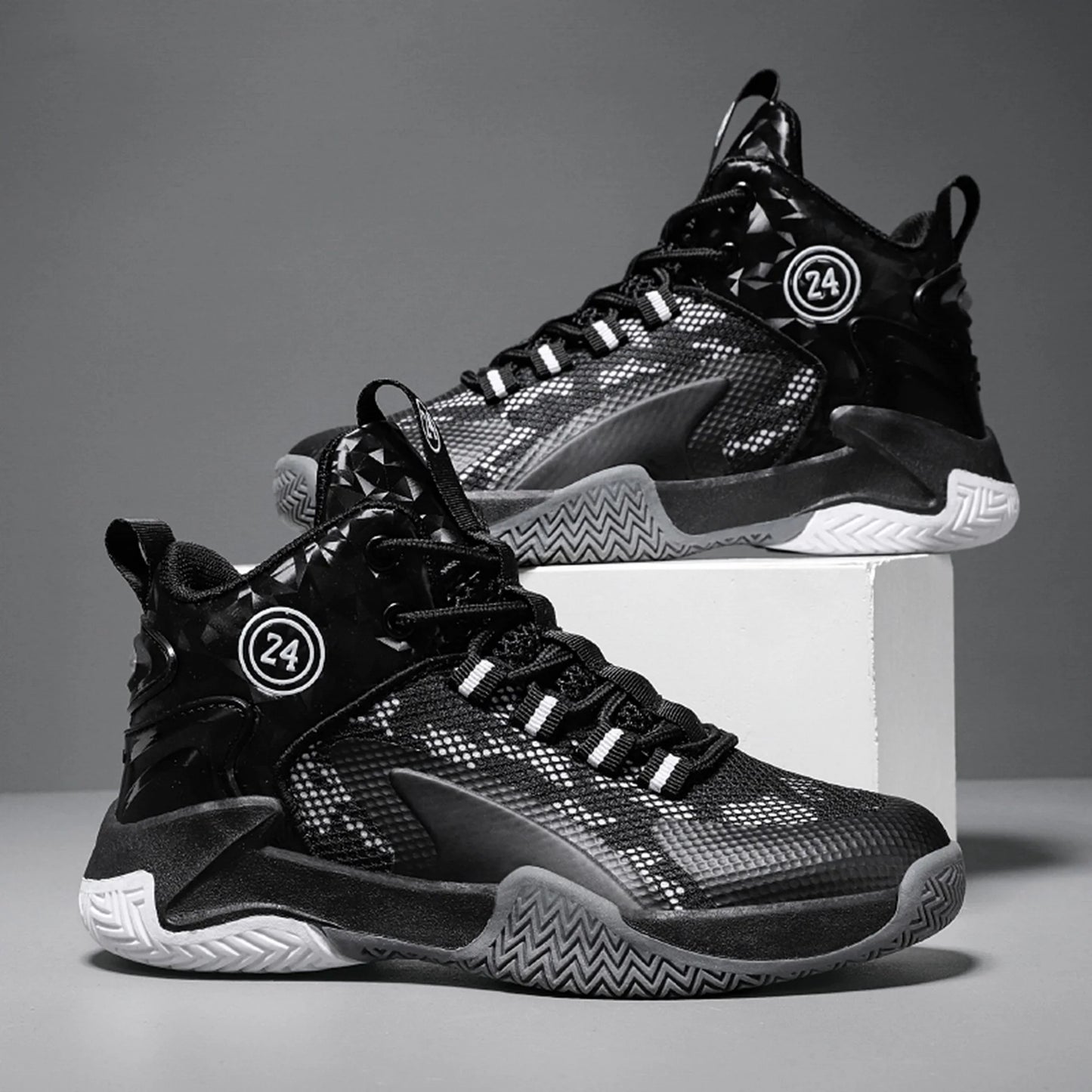 Kid'S Basketball Shoes Boys Sneakers Girls Trainers Comfort High Top Basketball Shoes for Boys(Little Kid/Big Kid) Black