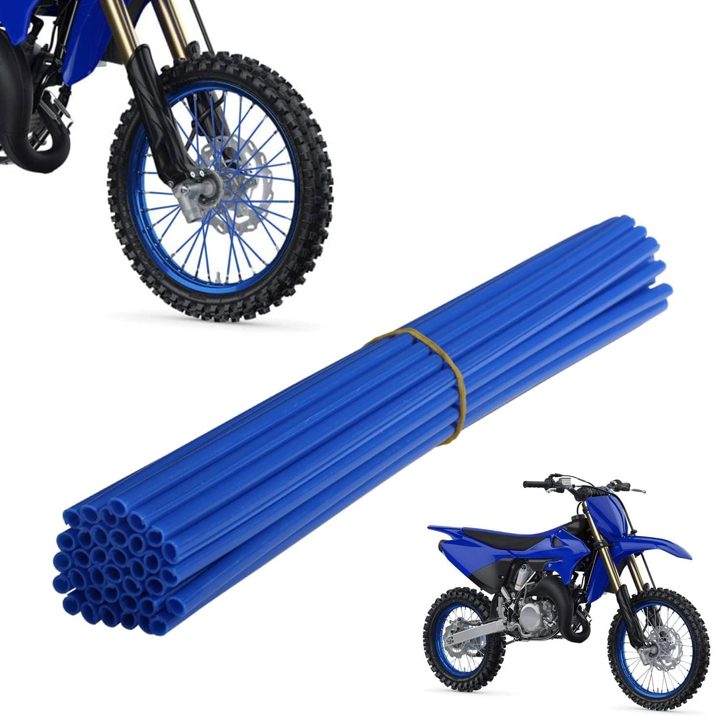 Spoke Skins,72 PCS Motorcycle Spoke Covers Wraps Protector for 19-21 Inch Wheel Rim YZ85 YZ125 YZ250F YZ450F WR250F WR125 TC50 TC125 TC250 FE250 Dirt Pit Bike Blue