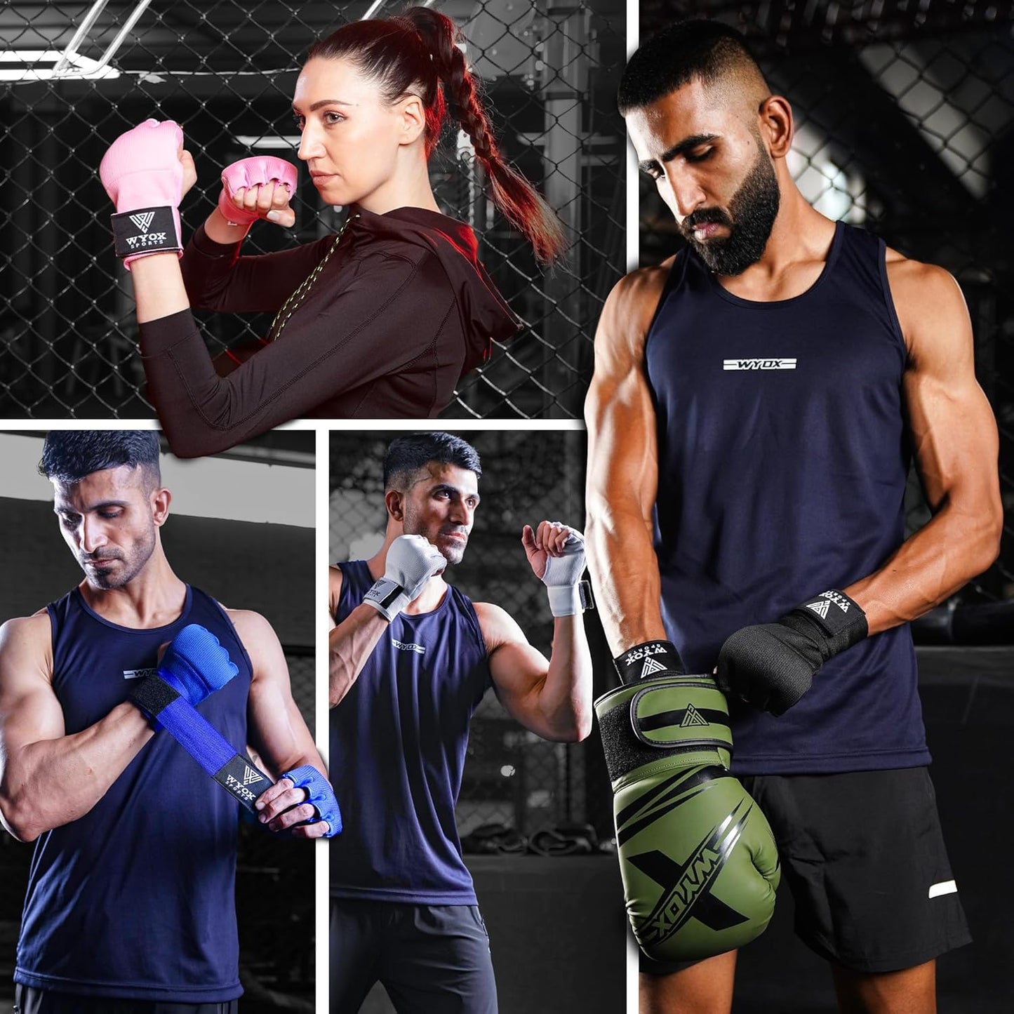 Gel Boxing Hand Wraps Inner Gloves for Men & Women – 80Cm Quick Wrist Strap, Padded Knuckle Support, Fingerless MMA Muay Thai Kickboxing Wraps for Training, Punching & Martial Arts