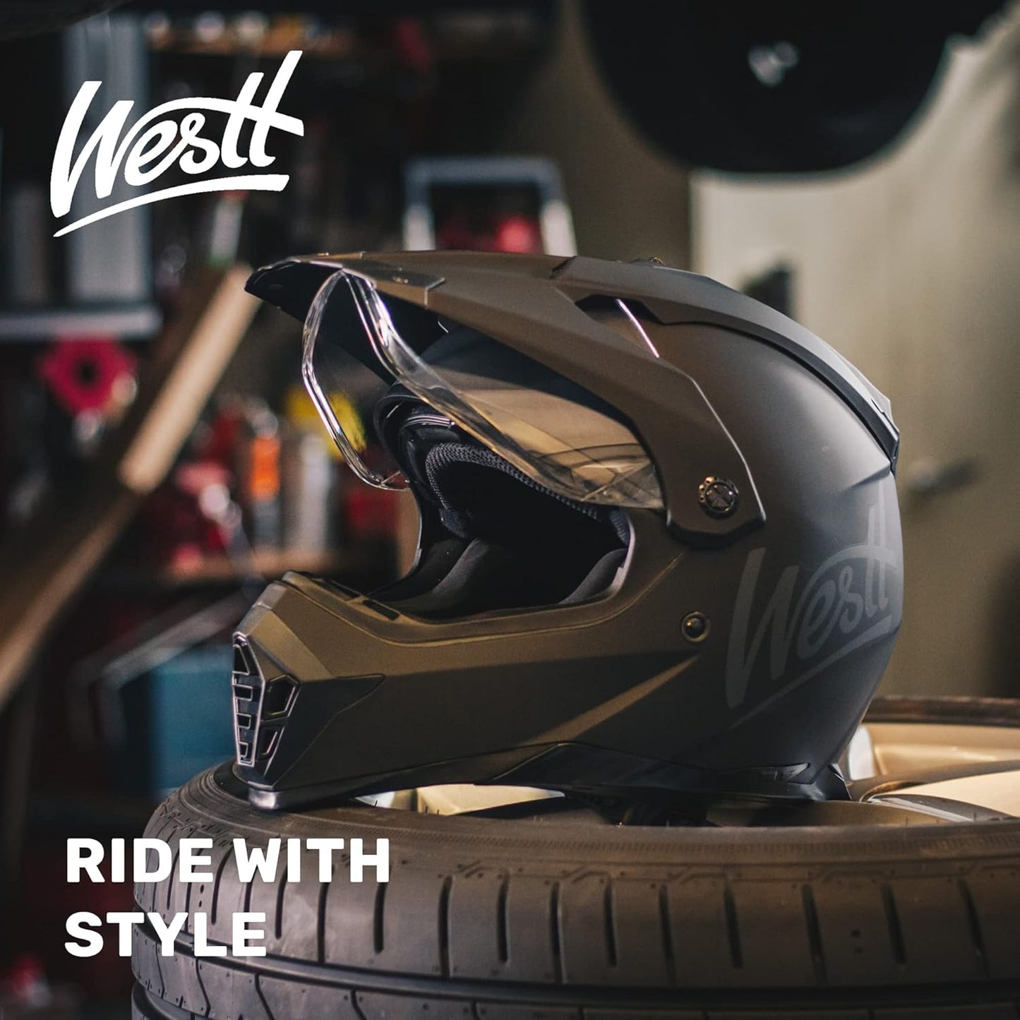 Dual Sport Motorcycle Helmet Off-Road Helmets for Adults, Dual Visor Motorcycle Helmet - Full Face ATV UTV Helmet Dirt Bike Motocross Helmets DOT Approved