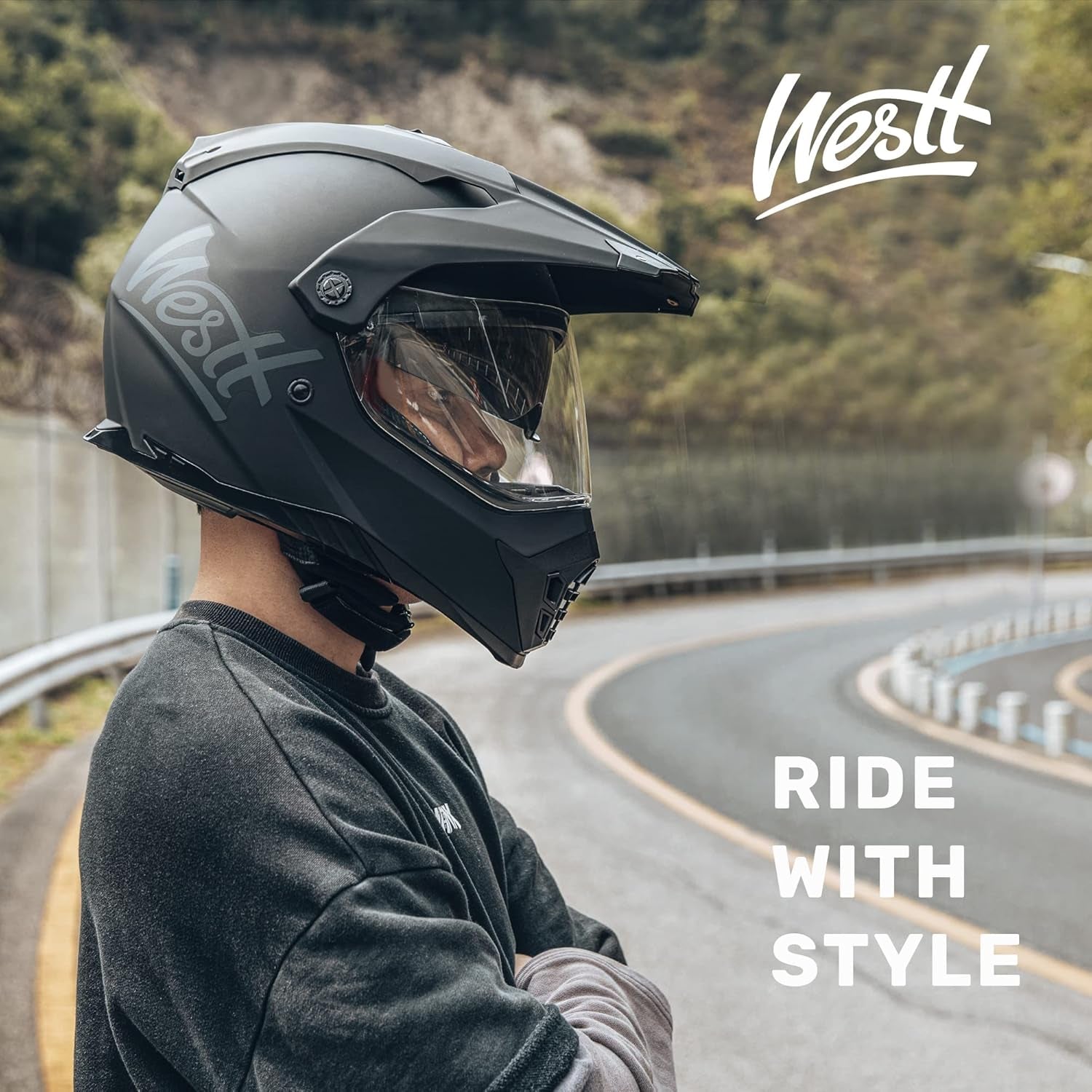 Dual Sport Motorcycle Helmet Off-Road Helmets for Adults, Dual Visor Motorcycle Helmet - Full Face ATV UTV Helmet Dirt Bike Motocross Helmets DOT Approved