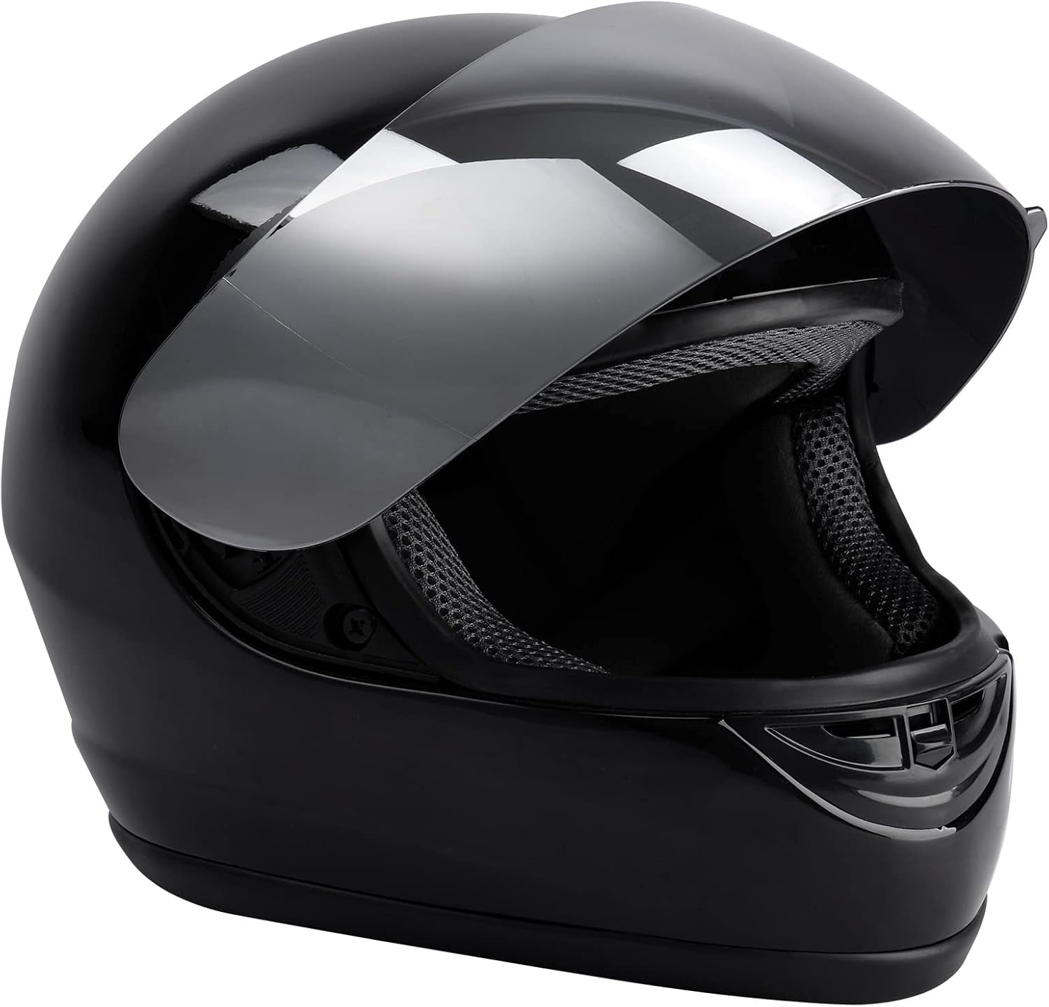 DOT Adult Motorcycle Flip up Full Face Helmet Street Dirt Bike ATV Helmets (Black Mirror Shield, Medium)