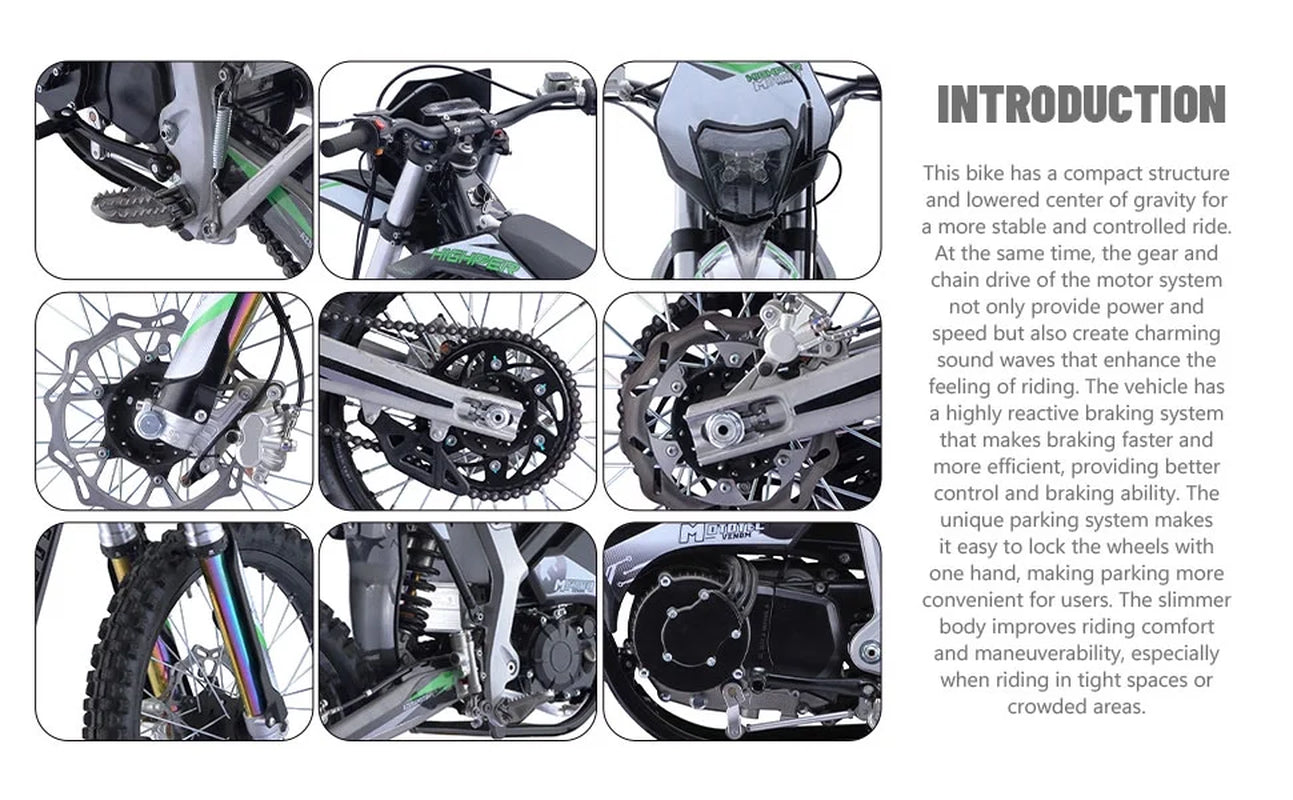 Venom 72V 12000W Electric Dirt Bike White