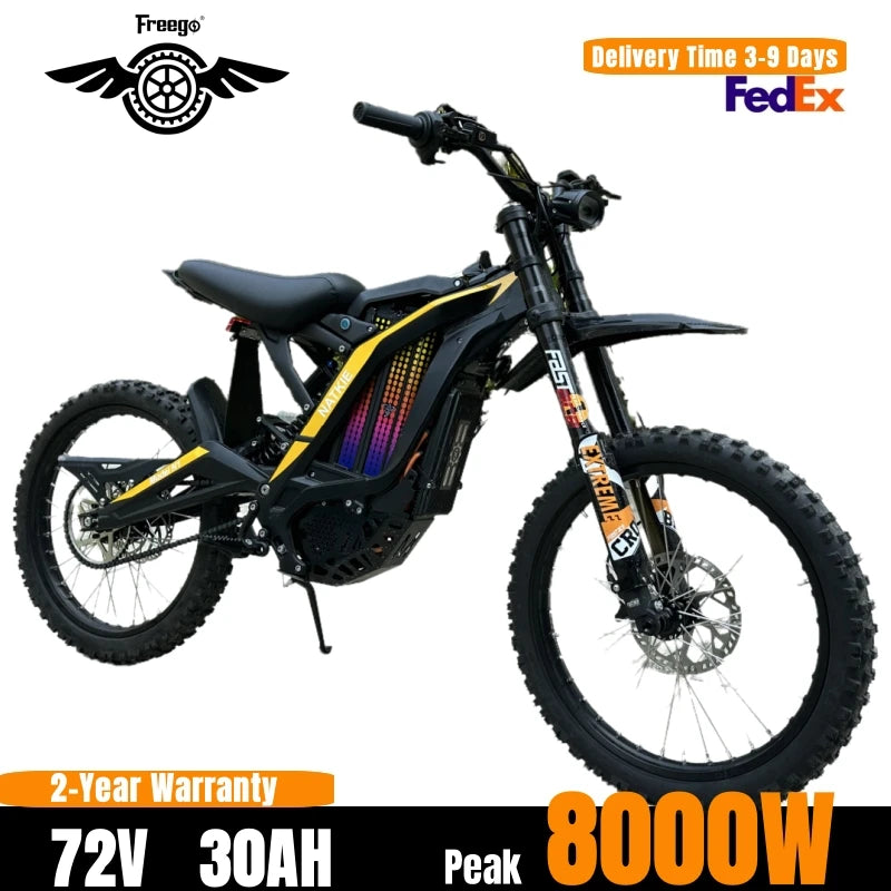 Ebike 8000W 72V 30AH N1 Electric Motorcycle 19Inch MTB Tires Electric Dirt Bike with LCD Display