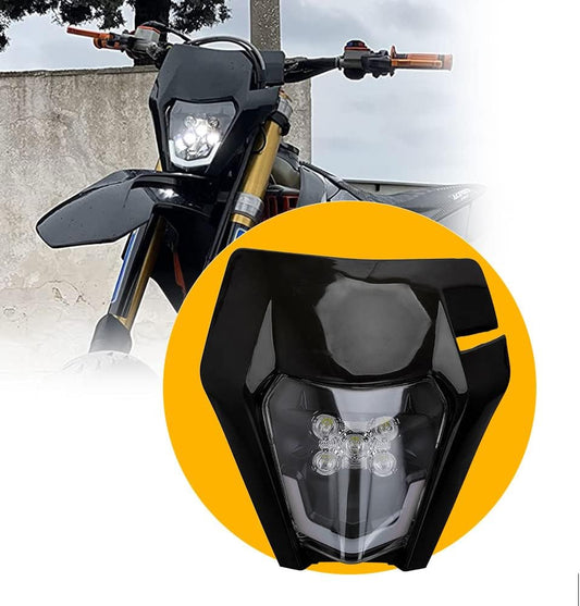 Dirt Bike Headlight,Universal LED Dirtbike Head Light Assembly Kit for Most Dirt Pit Bike Motorcycle Enduro Supermoto XC XCF TW SSR KX 125 150 200 300 350 400-Black