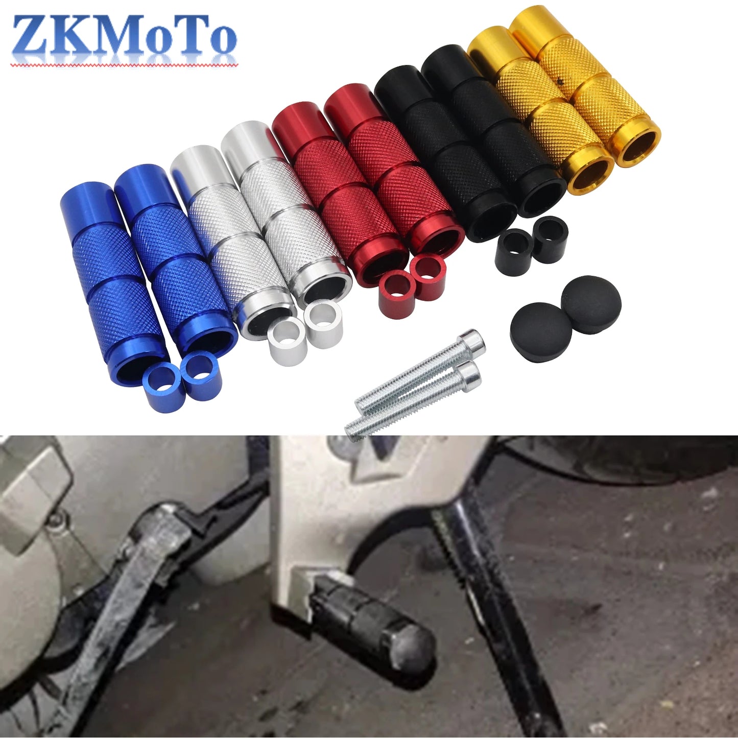 Motorcycle ATV Bike CNC Scooter Dirt Bike Aluminum M8 Footrests Foot Pegs Pedals for Honda Kawasaki Suzuki Yamaha KTM Universal