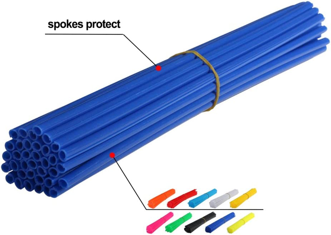 Spoke Skins,72 PCS Motorcycle Spoke Covers Wraps Protector for 19-21 Inch Wheel Rim YZ85 YZ125 YZ250F YZ450F WR250F WR125 TC50 TC125 TC250 FE250 Dirt Pit Bike Blue