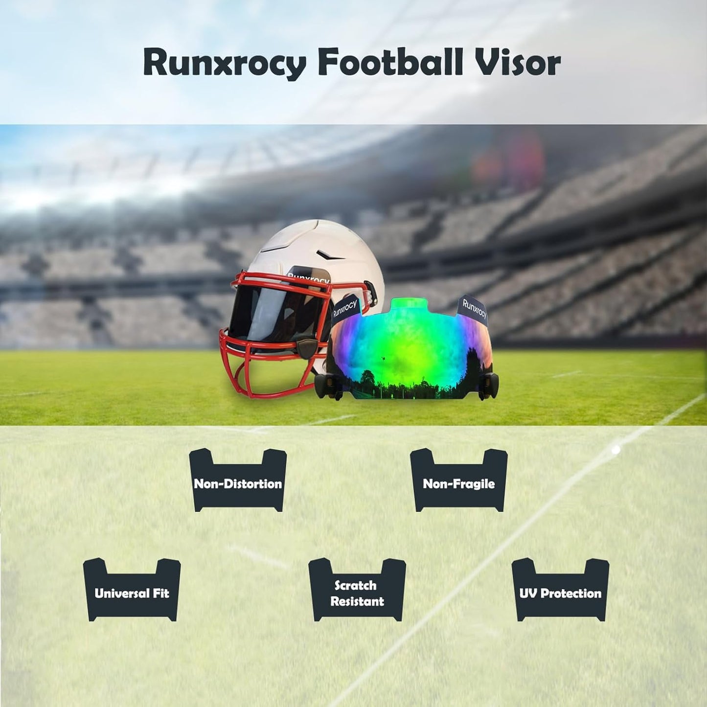 Football Visor for Helmet Football Visor Eye Shield Universal Fit Outdoor Sports Protective Eye Shield for Helmet Include with Visor Clips