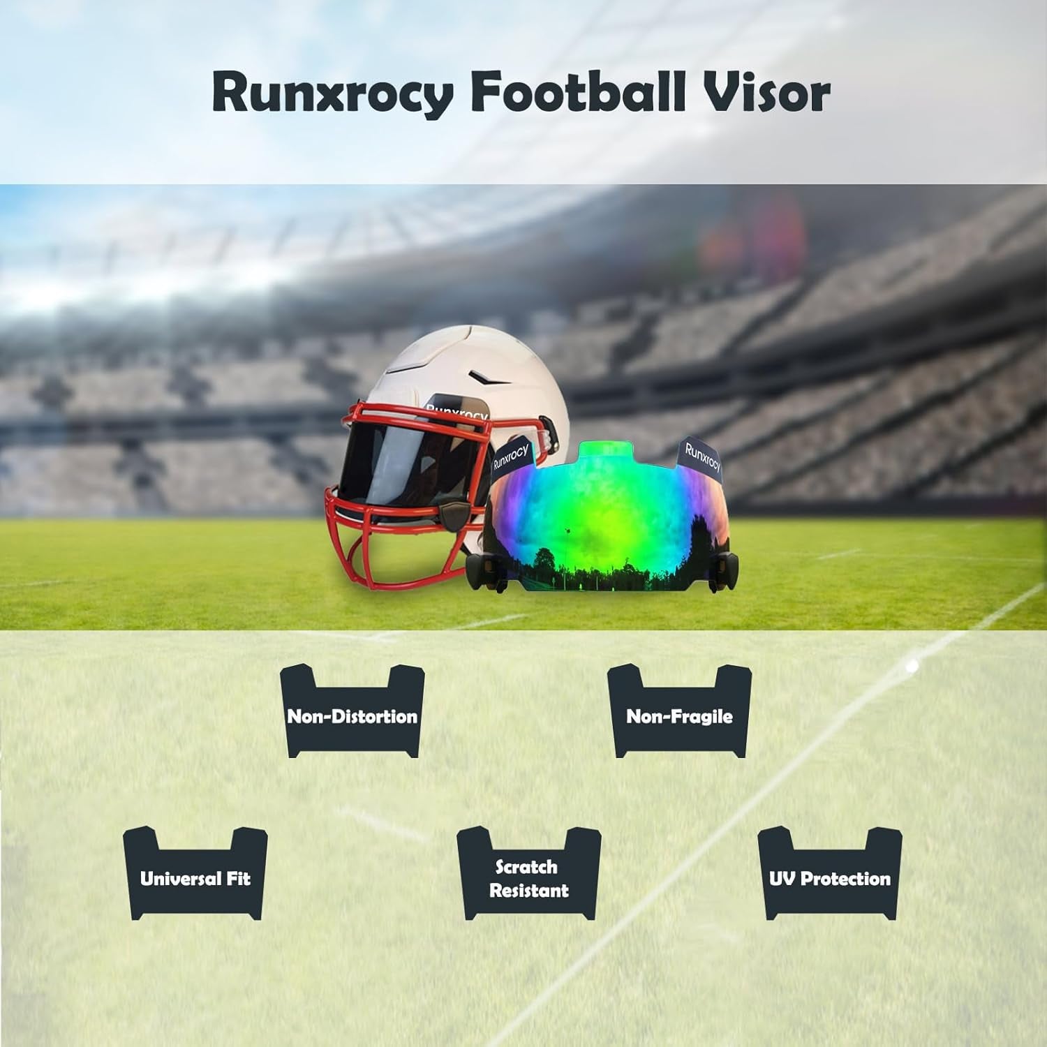 Football Visor for Helmet Football Visor Eye Shield Universal Fit Outdoor Sports Protective Eye Shield for Helmet Include with Visor Clips